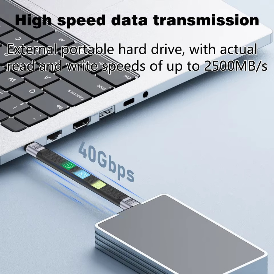 BSN USB4-Datenkabel USB-C auf USB-C, kompatibel mit Thunderbolt 3 und 4, 40 Gbit/s, 240 W, 8K60 Hz, Schwarz - Bild 3