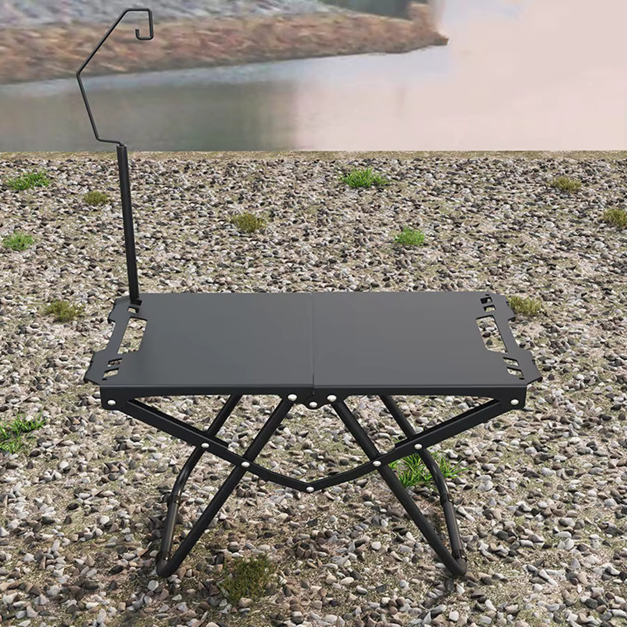 AZULBLANCO Klapp-Picknicktisch in Schwarz, moderner Camping-Klapptisch aus Metall mit rechteckiger Tischplatte und mattem Finish - Bild 2