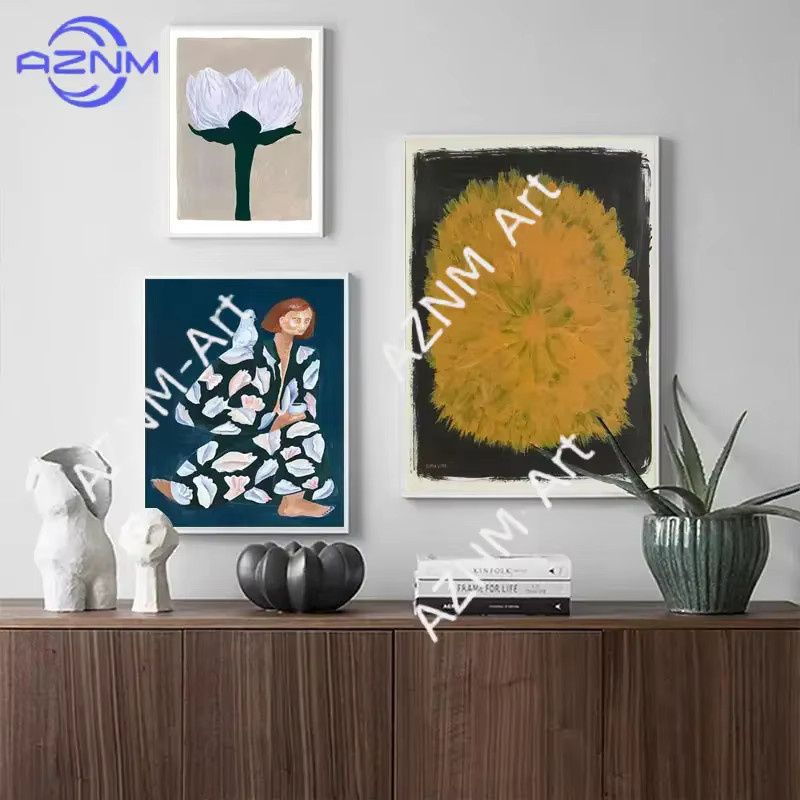 Fine Little Day Leinwandgemälde im skandinavischen Stil mit Schwan, Blumen und botanischen Motiven, Mehrfarbig - Bild 3