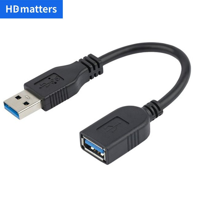 HDmatters USB 3.0 Verlängerungskabel A-Stecker auf Buchse, Schwarz, 0,3 m - Bild 1