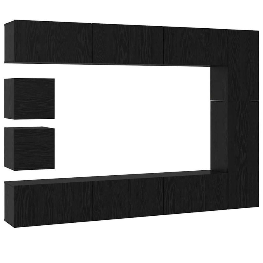 vidaXL TV-Schrankset 10-teilig modern Eiche Schwarz aus Holzwerkstoff für dein Wohnzimmer - Bild 2