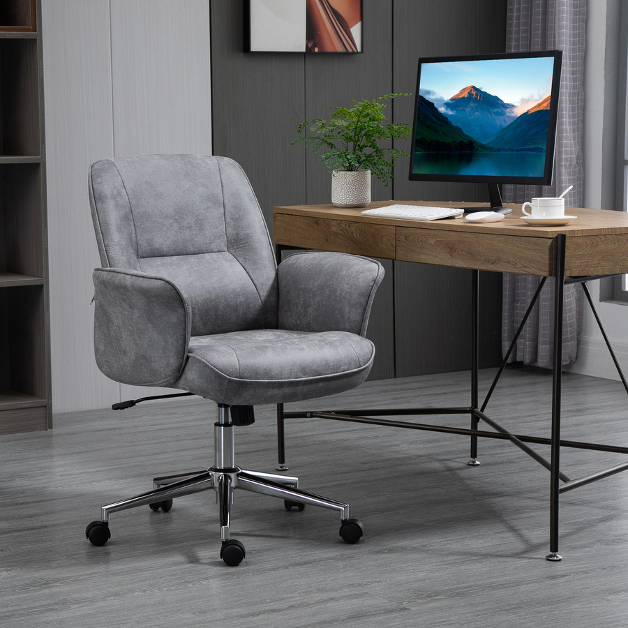 Vinsetto Bürosessel XXL ergonomischer Polsterstuhl in Hellgrau mit Wippfunktion und Kopfstütze, höhenverstellbar bis 120 kg Belastbarkeit - Bild 2