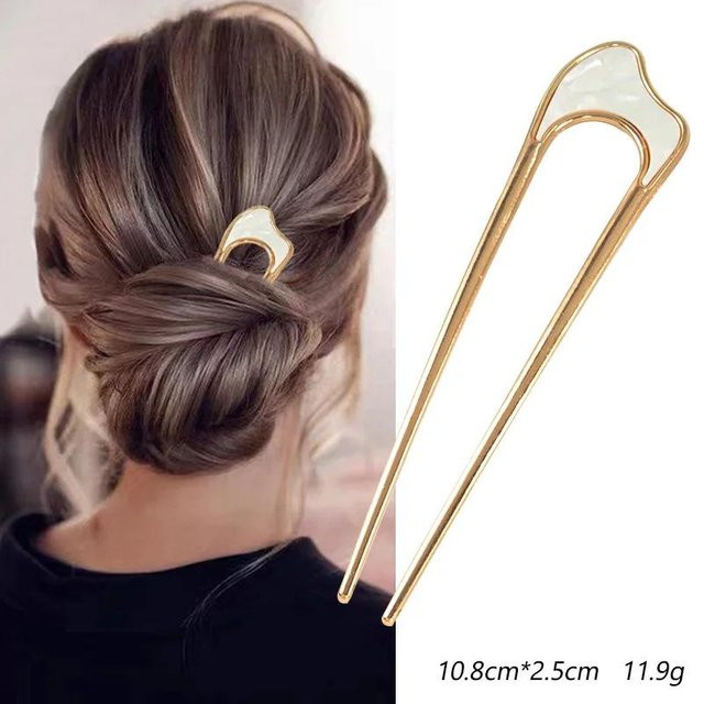 Haarnadel YULIN-004, Silber Gold, Muschel Emaille, Damen - Bild 1