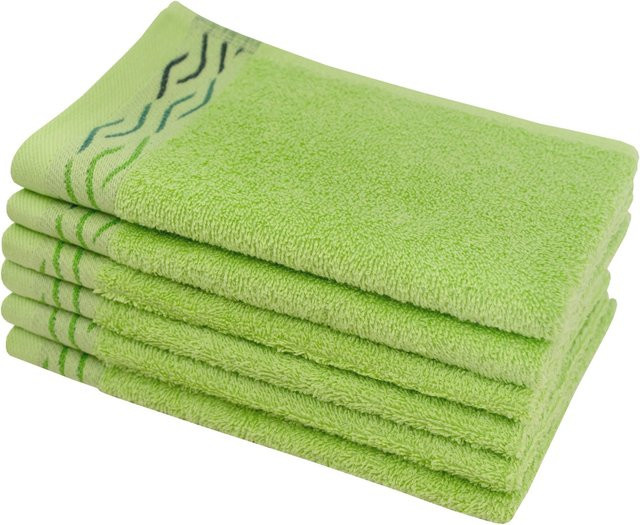 Dyckhoff Gästetuchset Wave Grün, 6-tlg., Baumwolle, B: 30 cm, H: 50 cm - Bild 1