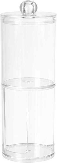 OutsideWorld Wattestäbchen Organizer aus Kunststoff, 2 Schichten, rund, transparent und weiß - Bild 1