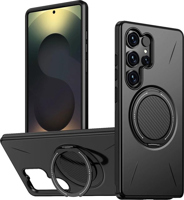Stoßfeste Samsung Galaxy Schutzhülle mit 360° magnetischer Halterung und MagSafe Kompatibilität in Schwarz - Bild 1