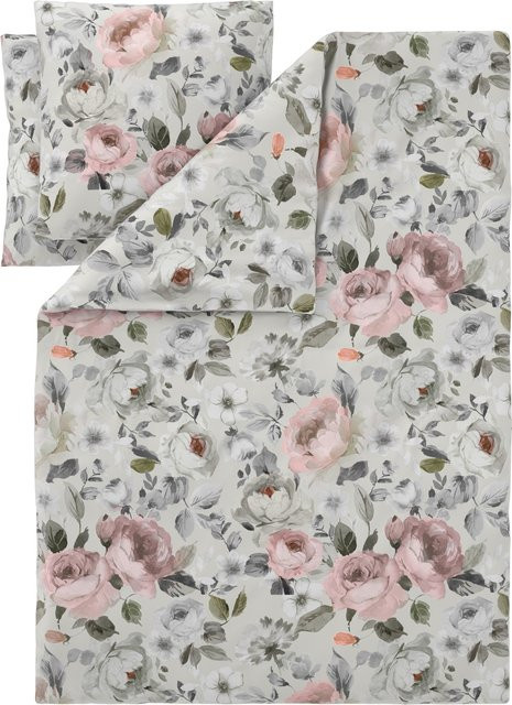 LIVARNO Edel-Renforcé-Bettwäsche mit floralem Design aus Baumwolle, B/H: 200 x 220 cm, Kissenbezüge: 2 x 80 x 80 cm, Mehrfarbig - Bild 1