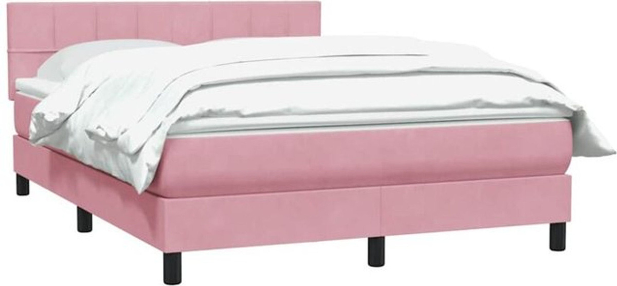 vidaxl Boxspringbett mit Matratze in Rosa und Weiß aus Samt, B/T/H: 160 x 220 cm - Bild 1