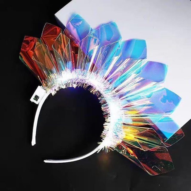 LED-Blumenkranz-Kopfschmuck, Bunt, Kunststoff, Damen - Bild 1