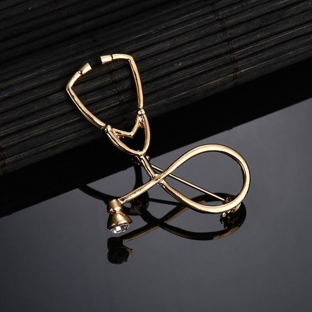 Brosche Stethoskop, Emaille, Gold, Damen - Bild 1