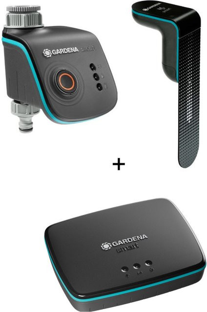 GARDENA smart Sensor Control Set Bewässerungssteuerung in Schwarz mit smart Water Control, smart Gateway und smart Sensor - Bild 1