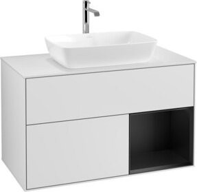 V&B Waschtischunterschrank Finion 100 mit Wandbeleuchtung in Weiß lackiert, B/T/H: 100 x 50,1 x 50,1 cm - Bild 1
