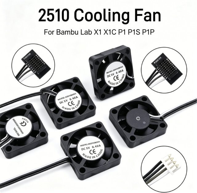 Bambu Lab Hotend-Lüfter mit Doppelkugellager für X1, X1C, P1, P1P, P1S in Schwarz - Bild 1