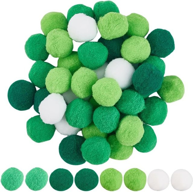 100 Stück grüne Bastel-Pompons aus Polyester, Durchmesser: 25 mm, weiche Mini-Pompom-Kugeln zum Dekorieren - Bild 1