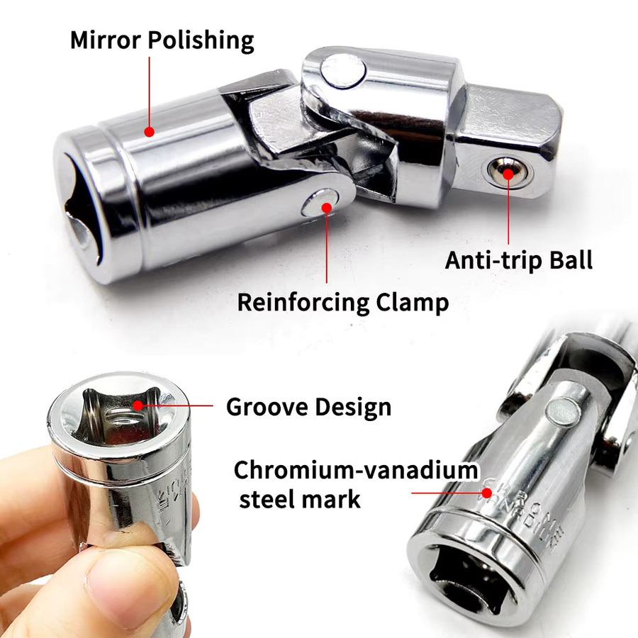 Mr Drill Universalgelenk Steckschlüssel-Zubehör-Set aus Chrom-Vanadium-Stahl in Silber - Bild 2