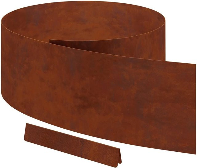 vidaXL Raseneinfassung aus wetterfestem Stahl in Rost-Optik, 4 Stück, Farbe: Braun, H x B x T: 15 x 450 x 0,05 cm - Bild 1
