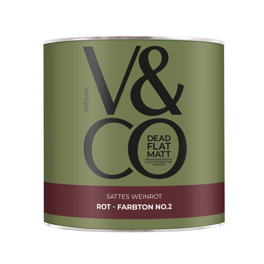 V&CO Premium-Innenfarbe Dead Flat Matt in Sattes Weinrot, 2,5 l - Bild 2