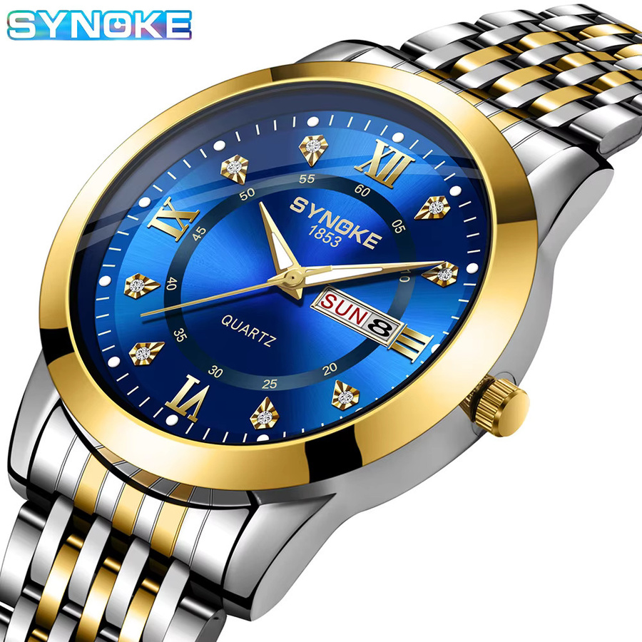 SYNOKE Armbanduhr Quarz, Edelstahl, Weiß, Herren - Bild 5