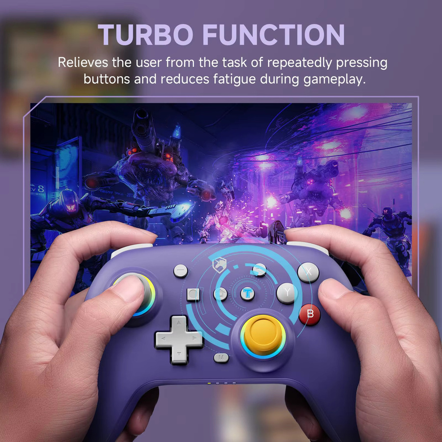ECHTPower Wireless Pro Controller Gamepad Joystick in Lila für Nintendo Switch, Switch Lite und Switch OLED - Bild 2