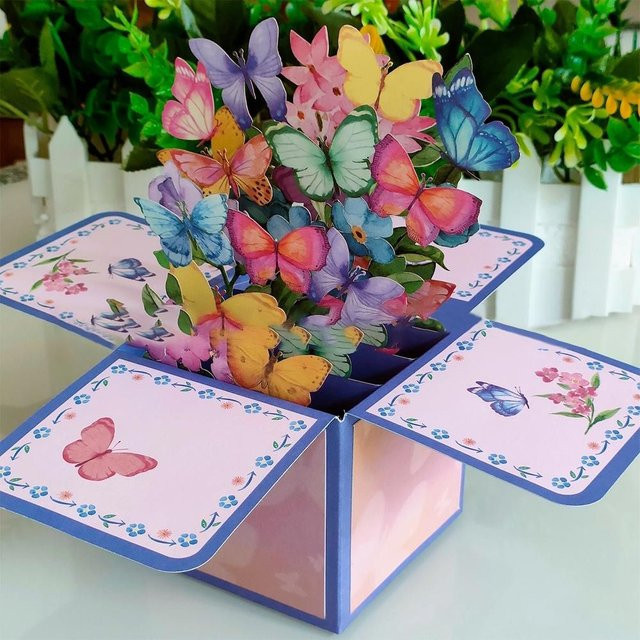 3D Pop Up Grußkarte mit Kolibri und Blumen für Muttertag, Geburtstag oder Hochzeit - Bild 1