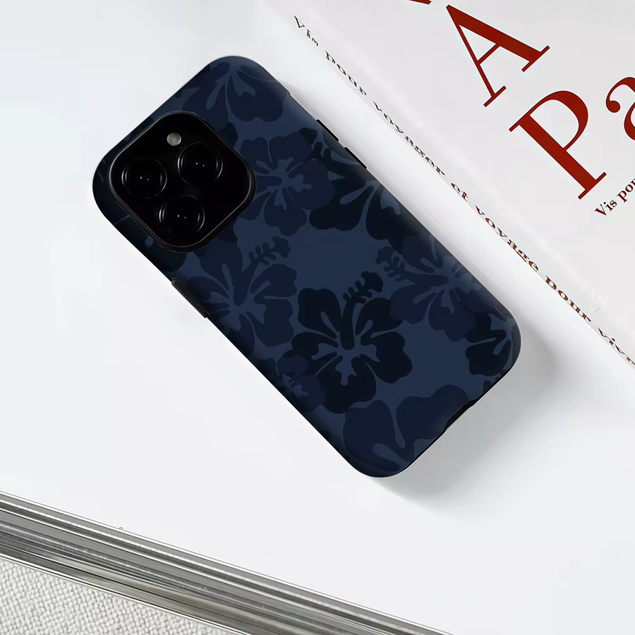 Potdemiel iPhone Handyhülle Navy Tone Floral mit Magnetfunktion, Tough Case für iPhone 17 16 15 14 13 Pro Max Plus, Blau - Bild 3