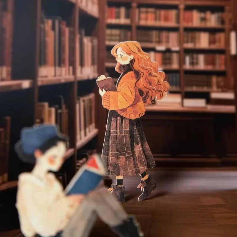 15 Stück Aesthetic Reading Girl Aufkleber im Vintage-Stil für dein Journal und Bibliotheks-Dekor, Multicolour - Bild 2