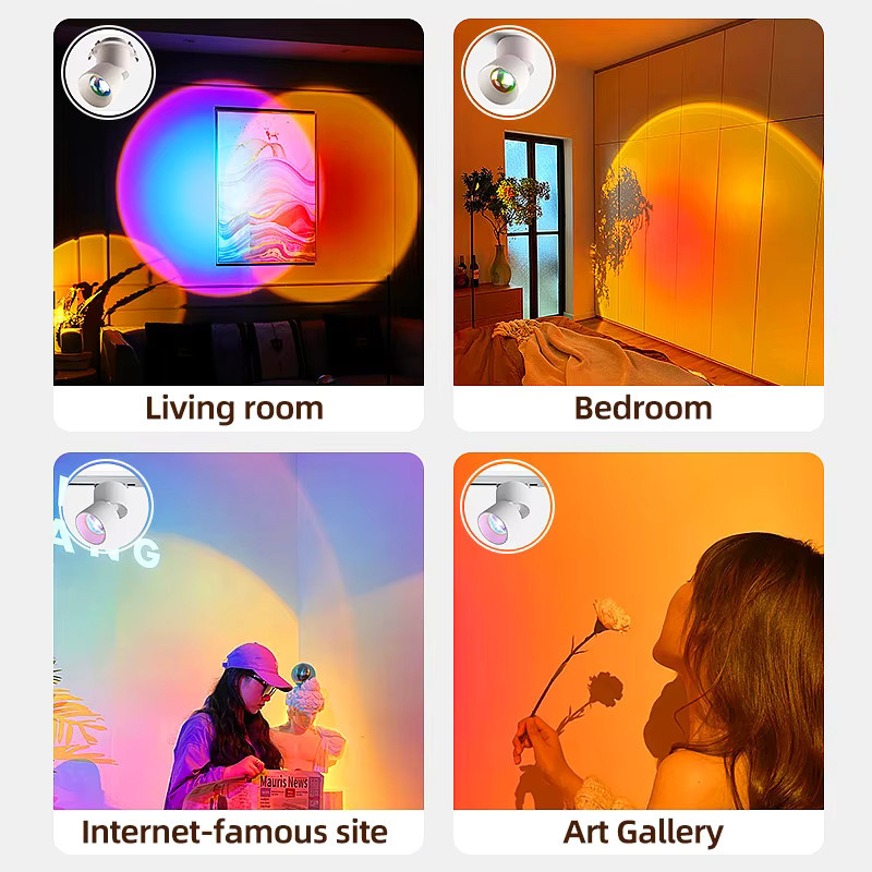 CANMEIJIA LED Sonnenuntergang Projektor RGB Atmosphäre Strahler als Nachtlampe für die Schlafzimmer Dekoration in Weiß - Bild 4