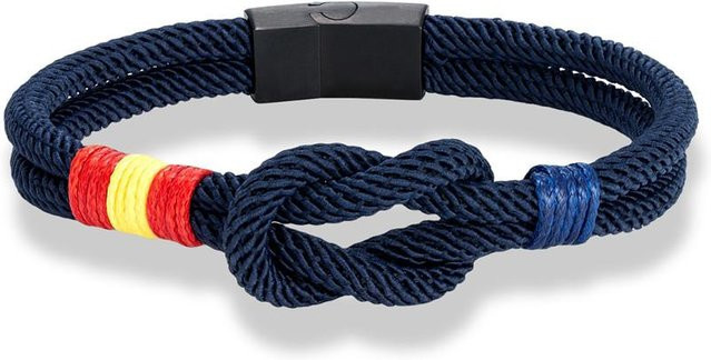 Armband, Spanien Flagge, doppelte Kordel, schwarzer Edelstahl, Magnetverschluss, 23cm, Unisex - Bild 1