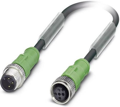 Phoenix Contact 1698084 Sensor-Aktor-Steckverbinder M12 Stecker gerade mit Buchse gerade, 3 Polzahl, schwarz-grau, Kabellänge: 1,00 m - Bild 1