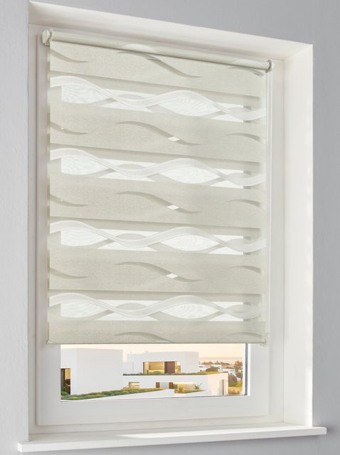 Doppelrollo Heine Home Day and Night in Beige aus 100% Polyester mit Klemmschiene und Kette - Bild 1