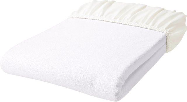 LIVARNO Wasserdichtes Jersey-Frottee-Spannbettlaken in Weiss, B/T: 100 x 120 x 200 cm - Bild 1
