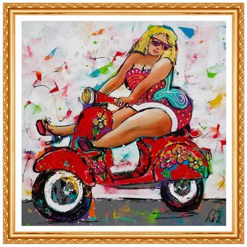 FIYO Diamond Painting Set Motiv Bunte Frau mit Blumenmuster, 5D DIY Kreuzstich mit runden Steinen, Mehrfarbig, B/H: 30 x 20 cm - Bild 1