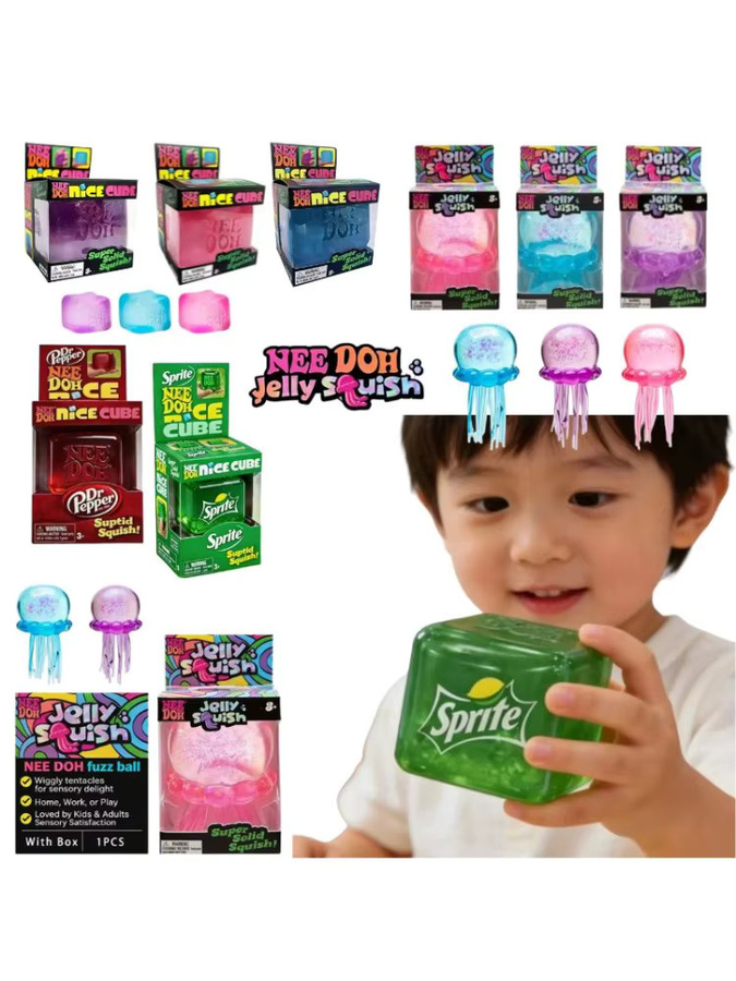 Schylling Nee Doh Jellyfish & Cube Squish Toy, Sensory Fidget Toy - Bild 4