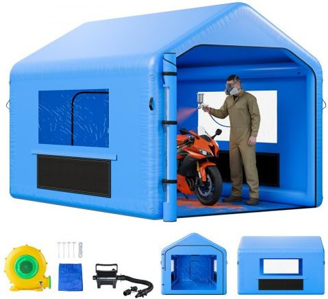 VEVOR aufblasbare Lackierkabine in Blau mit 750 W Gebläse und Luftfiltersystem, B/T/H: 400 x 300 x 280 cm - Bild 1