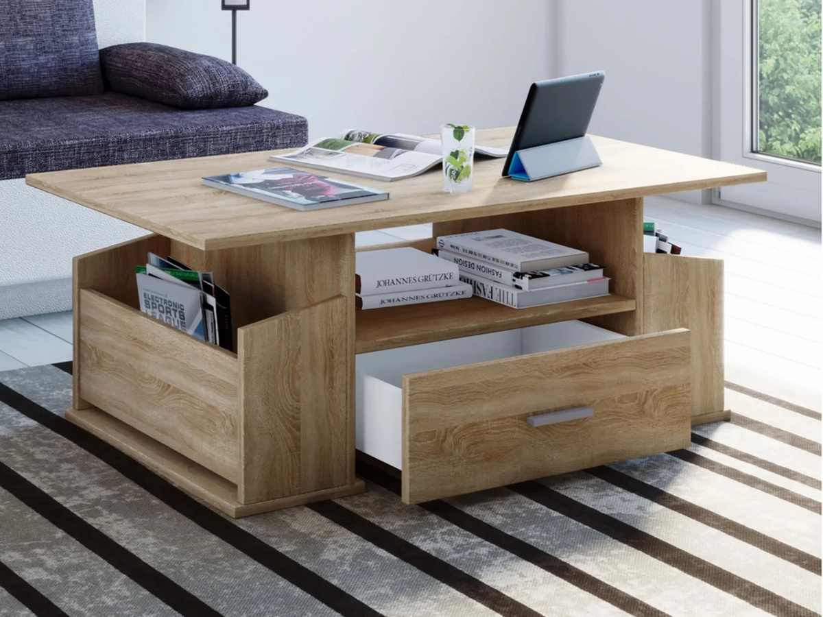 VCM Couchtisch Junata Eiche Sonoma Nachbildung, braun, B/T/H: 110 x 52 x 44 cm - Bild 3