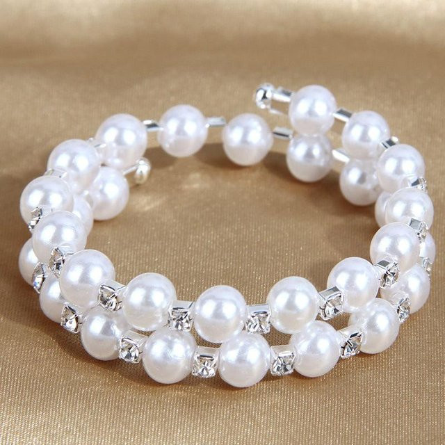 Armband, Perlen, Strass, Volldiamanten, weiß, Damen - Bild 1