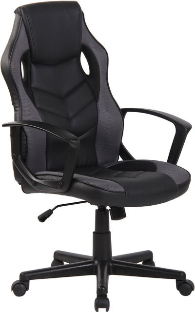 TPFLiving Bürostuhl Glan Gaming Chair aus Kunstleder in Schwarz mit Armlehnen und Rollen, B/T/H: 64,0 x 60,0 x 119,0 cm - Bild 1