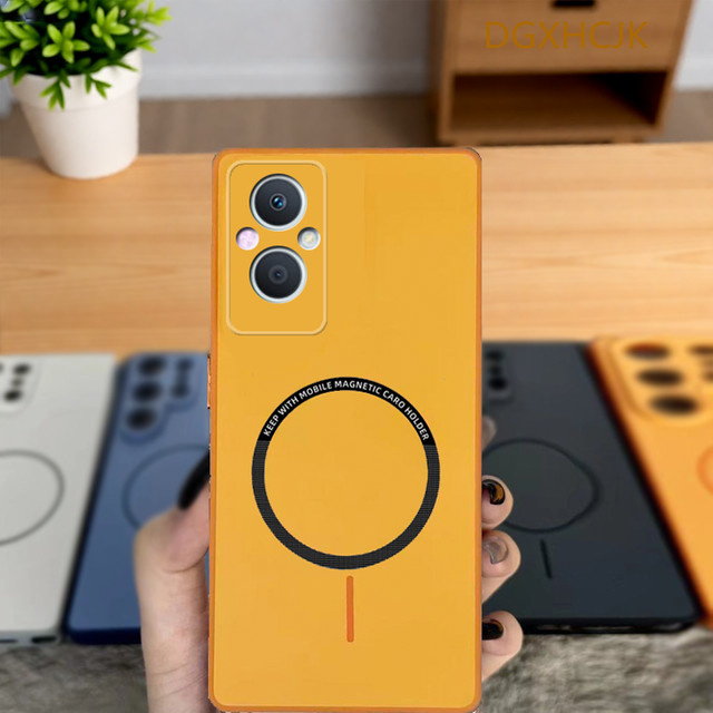 Stoßfeste magnetische Handyhülle für OnePlus Nord N20 5G aus hartem Silikon in Grün und Orange - Bild 1