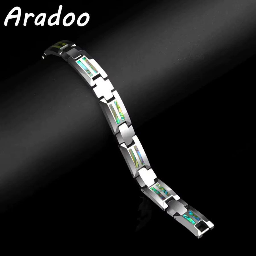 Aradoo Armband, Wolframstahl, Abalone-Muschel, schwarze Keramik, Hämatit, Herren - Bild 3