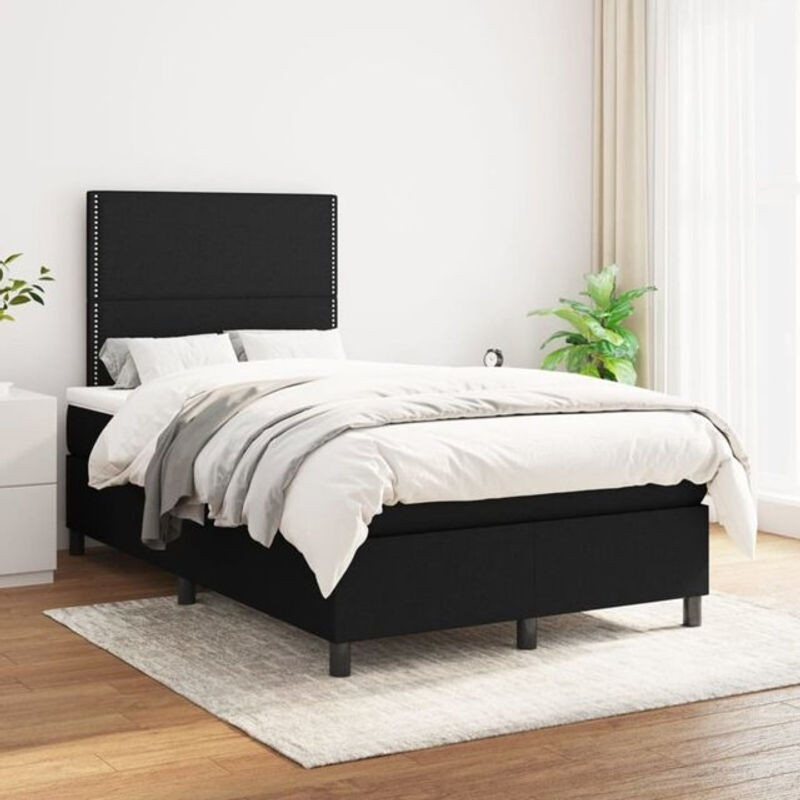 Vidaxl Boxspringbett mit Matratze in Schwarz aus Stoff und Holzwerkstoff B/T/H: 200 x 120 x 118 cm - Bild 1