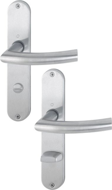 Hoppe Schild-Garnitur Narvik WC-Set aus Edelstahl in Silber Matt mit Schraubbefestigung, B/H/T: 19,2 x 26,5 x 3,9 cm - Bild 1