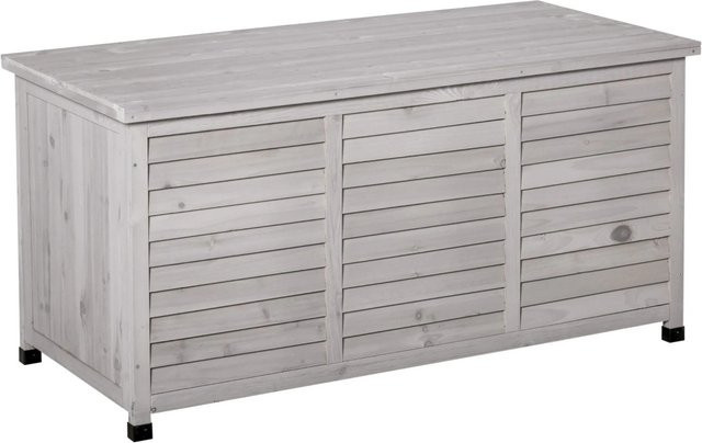 Outsunny Gartentruhe aus Fichtenholz in Grau mit Latten-Design, B/T/H: 127 x 56 x 60 cm - Bild 1