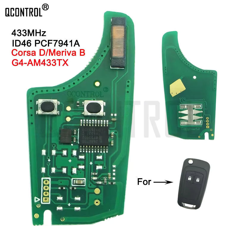 QCONTROL Fahrzeug-Fernbedienungsschlüssel für Opel und Vauxhall Corsa D ab 2007 sowie Meriva B ab 2010 mit 433 MHz und PCF7941 Chip - Bild 3