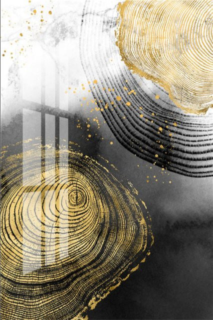 TPFLiving Leinwandbild Abstraktes Motiv in Gold, Gelb, Braun, Grau und Lila, Kunstdruck ohne Rahmen, Breite: 60 cm, Höhe: 80 cm - Bild 1