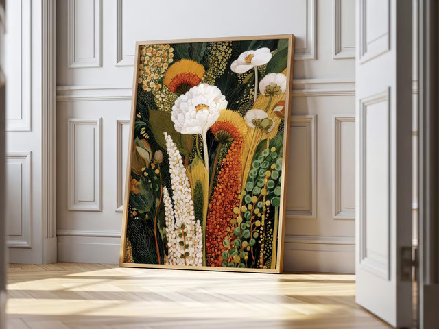 Botanischer Wandkunstdruck SHENCHEN: Abstrakter Zweigposter mit erdigem tropischem Dekor in Mehrfarbig für Küche und Wohnraum - Bild 1