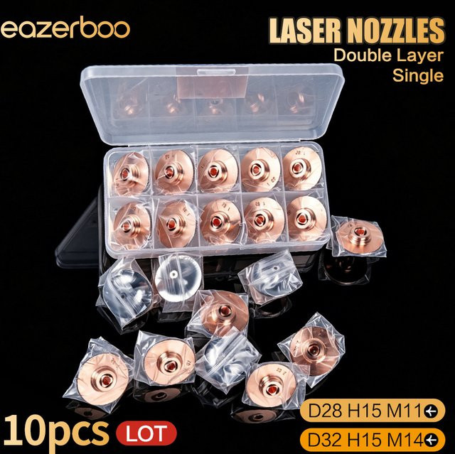 Raytools Laserschneiddüse D28 M11 D32 Einzel- und Doppel-Chromdüse in Silber für Raytools Precitec Bodor Boci Laserköpfe - Bild 1