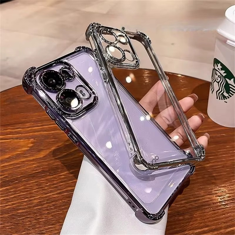 Luxus TPU Handyhülle mit Airbag-Schutz und Kameraabdeckung für OPPO Reno 15 Pro Max, 14F Pro A6, A5/X A3/X 4/5G in Silber - Bild 2