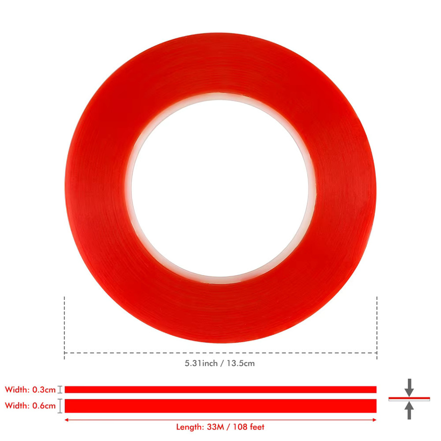 Hitzebeständiges doppelseitiges Klebeband mit roter Linie, Breite: 6 mm, ideal für DIY-Dekoration, Folierung und Bastelarbeiten, Farbe: Rot - Bild 2