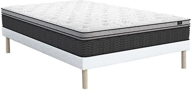 Gamiani Hybrid Bettgestell mit Matratze und Lattenrost in Weiß mit Stoffbezug B/T: 160 x 200 cm - Bild 1