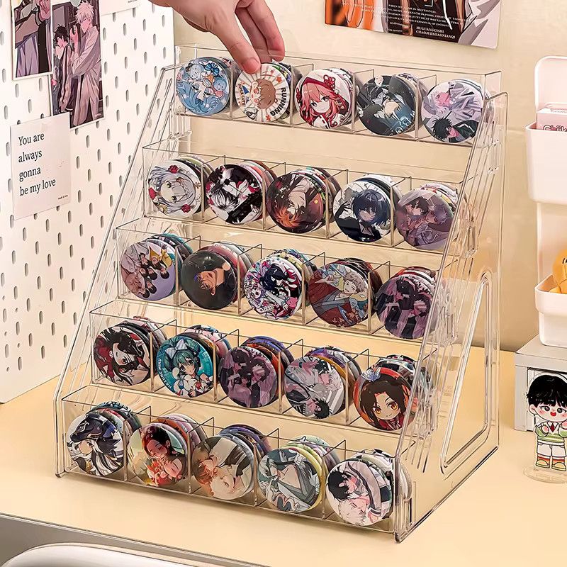 Organizer aus Acryl im Treppenhaus-Stil für Sammlerstücke und Abzeichen, geometrischer Desktop-Präsentationsständer für Anime-Peripheriegeräte - Bild 3